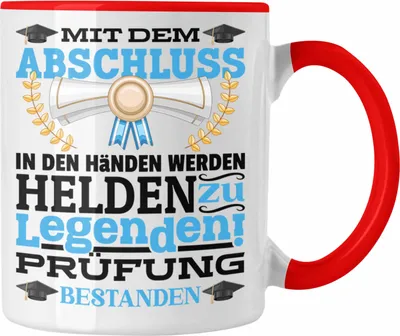 Produktbild von Trendation - Prüfung Bestanden Geschenk Tasse Geschenkidee Bestandene Prüfung Abschluss 2023  Master Bachelor Doktor (Rot)