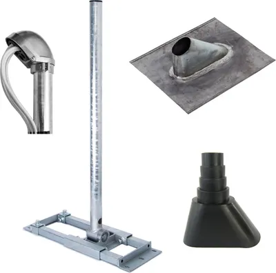 Produktbild von PremiumX DELUXE X90-48 Dachsparrenhalter 90cm Mast SAT Sparren Dach-Halterung Blei Dach-Abdeckung Manschette schwarz ALU Mastkappe