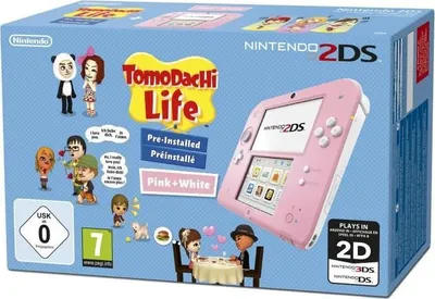 Produktbild von Nintendo 2DS Handheld Spielkonsole + Ladekabel - Zustand: Akzeptabel TomoDachi Life Edition Rosa/Pink