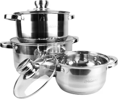 Obrázok produktu pre Sada 3 hrncov s pokrievkami (1,5 l, 3,0 l, 5,0 l) MR-2220-6L