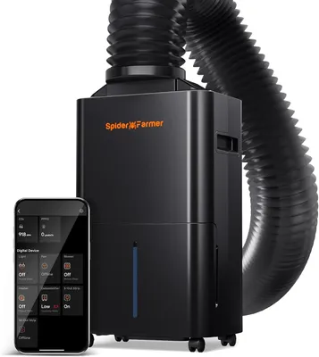 Imagen del producto de Deshumidificador eléctrico de 12 litros/24 horas, con tubo de desagüe y ventilación, descongelación automática, temporizador de 24 horas, ideal para cultivos en invernaderos