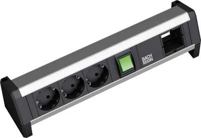 Produktbild von BACHMANN DESK 1x Schalter 3x Schutzkontakt 1x ABD GST18