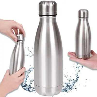 Produktbild von Thermosflasche Edelstahl Trinkflasche 500 ml Isolierflasche Wasserflasche doppelwandig silber