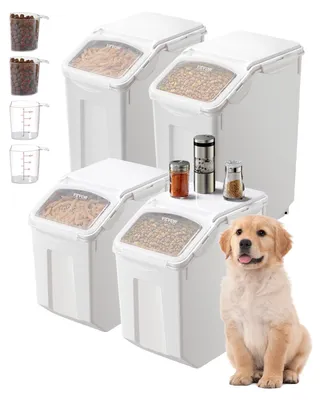 Produktbild von VEVOR Zutatenlagerbehälter, 2 x 15L Spenderbehälter mit 2 Messbechern, anbringbare Rollen und luftdichtem Deckel, 2 Stück/Set Hundetierfutterlagerbehälter, PP-Material Küchenreis-Getreide-Mehlbehälter, 15Lx2(3.5Galx2) + 20Lx2(4.5Galx2)