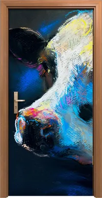 Produktbild von Türposter 90x200 cm Türaufkleber Türtapete Türfolie Klebefolie Kunst Farm der Tiere Malerei Kuh