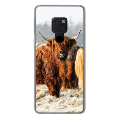 Produktbild von MuchoWow® Handyhülle Schutzhülle Hülle für Huawei P40 Lite Schottische Highlander - Schnee - Wald Silikon Softcase Handy Hülle - Handy