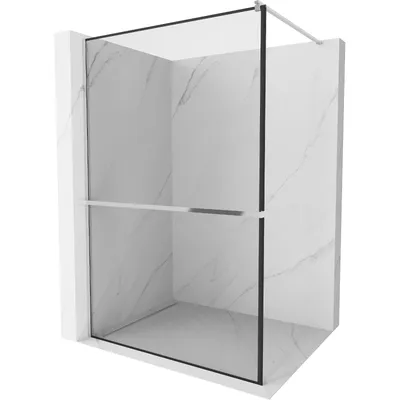 Obrázek produktu pro Mexen Kioto+ sprchová zástěna s poličkou a kolejnicí 100 x 200 cm, Průhledné/Černý vzor 8 mm, Chromovaná - 800-100-121-01-70