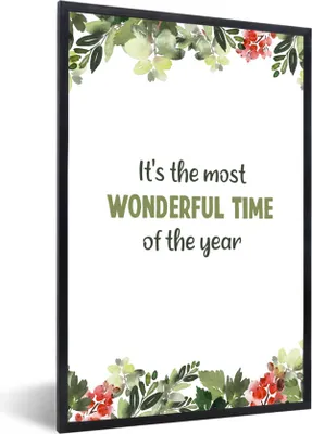 Produktbild von MuchoWow® Gerahmtes Poster Weihnachten - Zitate - Pflanzen 40x60 cm - Poster mit Schwarzem Bilderrahmen Wandposter Rahmen Foto Bilder - Papierdruck - Wandbilder