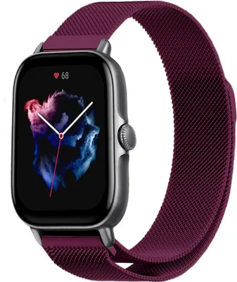 Produktbild von Strap-it Milanese Armband - Kompatibel mit Amazfit GTS 3 Armband Ersatzarmband Edelstahl - Armband mit Magnetverschluss - Hochwertiges Material - für Smartwatch 20mm Armband Violett