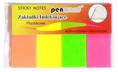 Produktbild von Registerkarten 20 x 50 mm, 4 x 40 Stück, aus Kunststoff – Penword