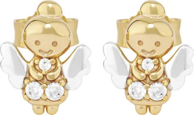 Produktbild von NKlaus Paar Schutzengel Ohrstecker 333 Gelb Gold 8 Karat Bicolor Zirkonia wieß Ohrringe 11987