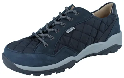 Immagine prodotto di Finn Comfort Tessin scarpa stringata da donna in pelle/nylon, navy, plantare estraibile NUOVO - scarpe da donna Scarpe stringate comode, blu, pelle/nylon (muustang/quilt/knautschlack)