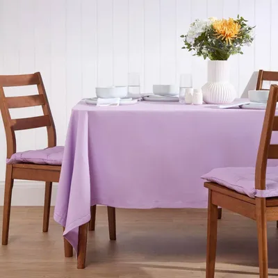 Image de HOMESCAPES Nappe lilas 137 x 137 cm, 100 % coton