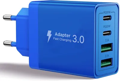 Produktbild von USB C Ladegerät, 4-Fach Netzadapter mit QC Schnellladefunktion, 40W Mehrfach Ladegerät mit USB-A & USB-C Ports, USBC Ladeadapter für iPhone, Samsung