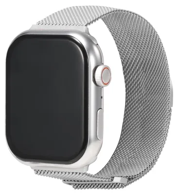 Produktbild von Milanaise Edelstahl Ersatzarmband für Apple Watch 1 2 3 4 5 6 7 8 9 10 11 SE 1 2 3 Ultra 1 2 3 mit 42/44/45/49mm Gehäuse Magnetisches Mesh Uhrenarmband Silber Verstellbares Smartwatch Armband Größe Universal