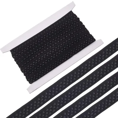 Elastisches Silikonband, 1,4 cm, schwarz, 5 Yards, Antirutsch