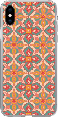 Produktbild von MuchoWow® Handyhülle Schutzhülle Hülle für Telefoonhoesje iPhone Xs Muster - Hippie - Orange Silikon Softcase Handy Hülle - Handytasche