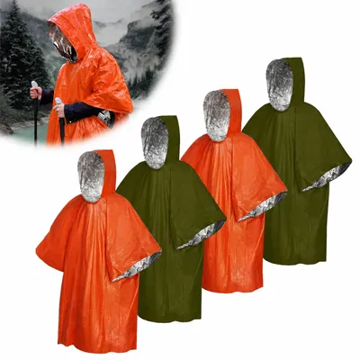 Immagine prodotto di Omgoods - Set di 4 poncho di emergenza per prevenire l'ipotermia
