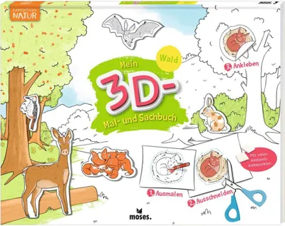 Produktbild von Mein 3D Mal- und Sachbuch - Wald