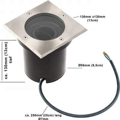 Produktbild von 5 Watt eckige LED Einabu Boden-Spot Bodenleuchte Bodenstrahler Wegleuchte | schwenkbar aus Edelstahl | 130 x 130 x 129mm (B. x L. x H.) | 400 Lumen | RGBW (2700-6500 K)
