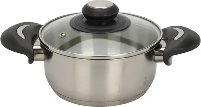 Produktbild von Edelstahl Kochtopf mit Glasdeckel - 1,4 L / 16 x 13 cm - Universal Küchentopf mit Griffen - Topf für Nudeln Suppen Saucen Kartoffeln für alle Herdarten spülmaschinenfest