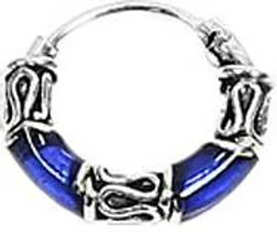 Produktbild von Single 925 Sterling Silber Keltische Bali Creole S Blue 10mm 7102