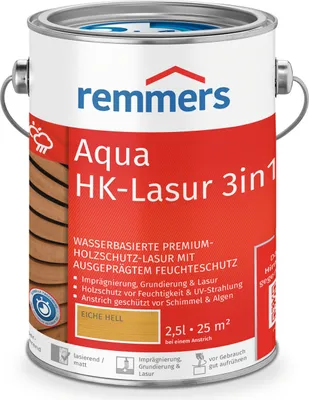 Produktbild von Remmers Aqua HK-Lasur 3in1 eiche hell (RC-365) 2,5 l, Holzlasur