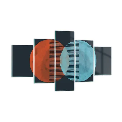 Produktbild von Bilder auf glas - 5 Teile - Geometrie Abstraktion Minimalismus - 125x70cm - Glasbilder - Wandbilder - Bilder - Wanddekoration aus Glas - Glas Bilder - Wandbild auf Glas - GEA125x70-5042