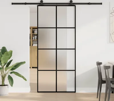 Immagine prodotto di Porta Scorrevole con Ferramenta 90x205cm Vetro ESG Alluminio