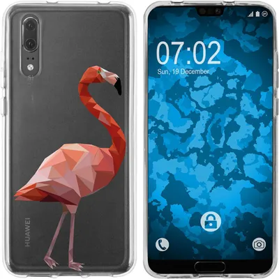 Produktbild von PhoneNatic Case kompatibel mit Huawei P20 Silikon-Hülle Vektor Tiere Flamingo M2