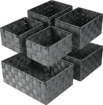 Image de Boîtes empilables grises, lot de 6, 34,4 cm, multifonctionnelles