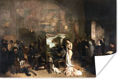 Produktbild von MuchoWow® Poster Das Atelier des Künstlers - Gemälde von Gustave Courbet 180x120 cm - Fotoplakat