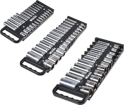 Obrázek produktu pro Sada organizérů na nástrčné klíče VEVOR, 3dílná sada organizérů na metrické a SAE klíče, držák na 1/4", 3/8" a 1/2" nástrčné klíče