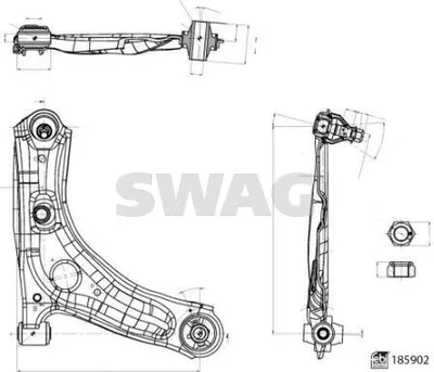 Produktbild von SWAG 33 11 0143 Querlenker Vorne Rechts Unten Außen für TOYOTA AYGO (PAB4, KGB4)