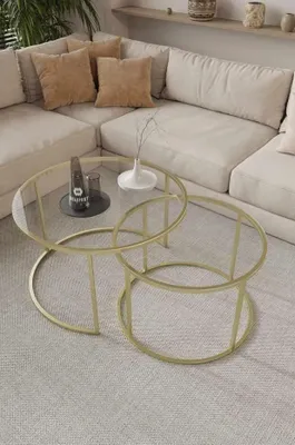 Obrázok produktu pre Skye Decor, kvalitná sada stolíkov (3 kusy) – zlatá farba, 100% melamín | 12345