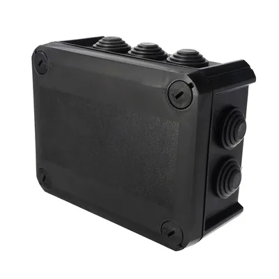 Produktbild von Aufputz-Hermetikkasten mit Kabelverschraubungen, verschraubter Deckel, 150x115x65mm, IP66, schwarz, EDO777830, EDO Technic