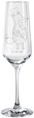 Produktbild von Mr. & Mrs. Panda Glas Fuchs Koch - Transparent - Geschenk, Trinkglas, Bäcker, Schaumweinglas, Hungrig, Sektflöte, Kochlöffel, Chefkoch, Sektglas, Hunger, Champagnerglas