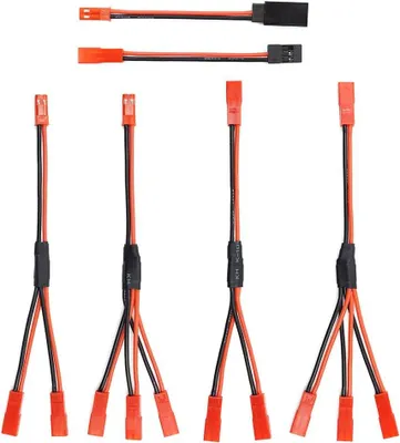 Produktbild von 6er JST Splitter und JST auf JR Adapter Set Y Kabel 2 und 3 Fach für RC Auto TRX-4 SCX10 LED Lüfter ESC Modellbau