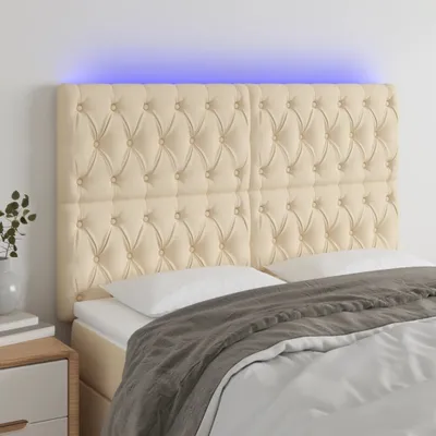 Produktbild von Cloris Designermöbel LED Kopfteil Creme 144x7x118/128 cm Stoff 2024 Neu