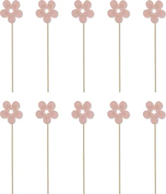 Produktbild von Holz Blumen-Stecker Blüte rosa 10 Stück 7 x 36cm Dekostecker Blumenstab Blumenstab Holzstecker