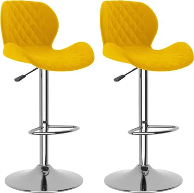 Image de vidaXL Tabouret de bar 2 pcs jaune moutarde velours