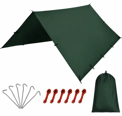 Image de Solidchoice - Bâche imperméable 450 x 300 cm - Tente de camping ultralégère avec sardines