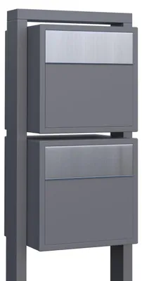 Produktbild von Briefkastenanlage Soprano for Two in Grau Metallic mit Edelstahlklappe