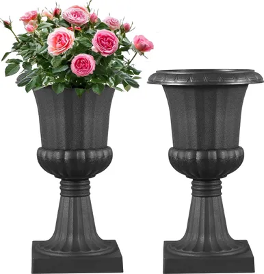 Obrázok produktu pre VEVOR plastové vretená na kvety, 25x42 cm, balenie 2 ks, kvetináč. Kvetináč, miska na rastliny, čierne kvetináče, na verandu, svadbu, večierok, domov, javisko, balkón, výzdoba terasy