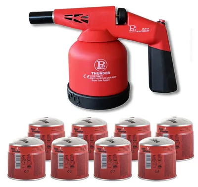 Image de Lampe à souder à gaz 1760W + 8 Cartouches gaz Utilisation à 360°- Chalumeau à gaz Allumage électronique à batterie PROWELTEK