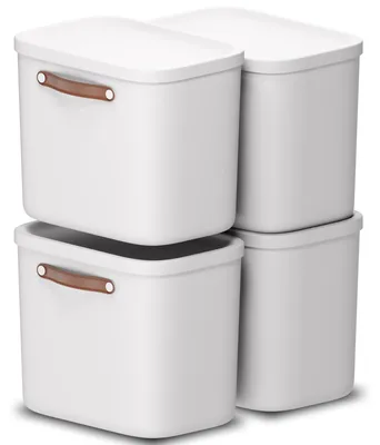 Produktbild von Rotho Aufbewahrungsbox 4er-Set 25L Maloja - Kunststoffbox 40 x 23,5 x 34 cm - Box mit Deckel - Stapelbox sicher verschließbar - Plastikbox