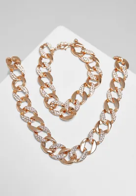 Immagine prodotto di Collana Urban Classics Basic Diamond Set di collana e bracciale in oro - UNI