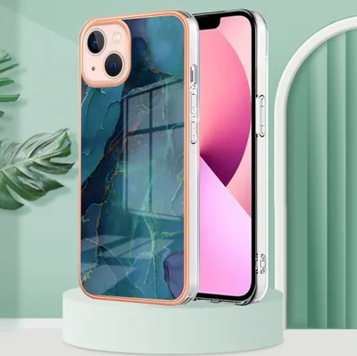 Image de Coque pour iPhone 13, coque silicone TPU à motifs, bumper antichoc vert