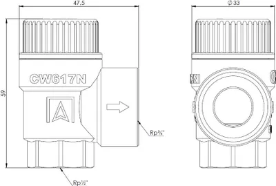 Image de Soupape de sécurité MS 1/2 pouce x 3/4 pouce 1,5 bar pour CO