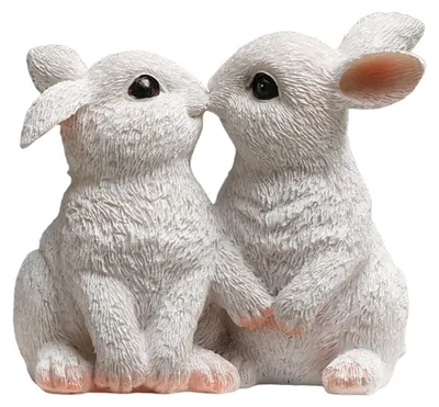 Produktbild von Osterhasenfigur aus Kunstharz, küssender Hase, Skulptur, kleine, niedliche Hasenstatue, Sammlerstück, Tischdekoration für Zuhause